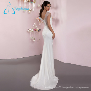 Spandex Tulle Sheath Sleeveless Simple Wedding Dress Lace